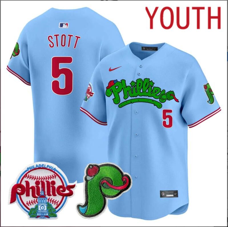 Youth Philadelphia Phillies #5 Stott blue Limited 2024 MLB Nike jersey->indianapolis colts->NFL Jersey